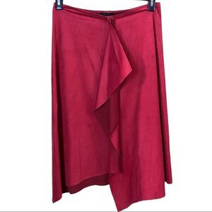Vintage Sooki Collection Red Faux Suede Wrap Skirt Size Medium